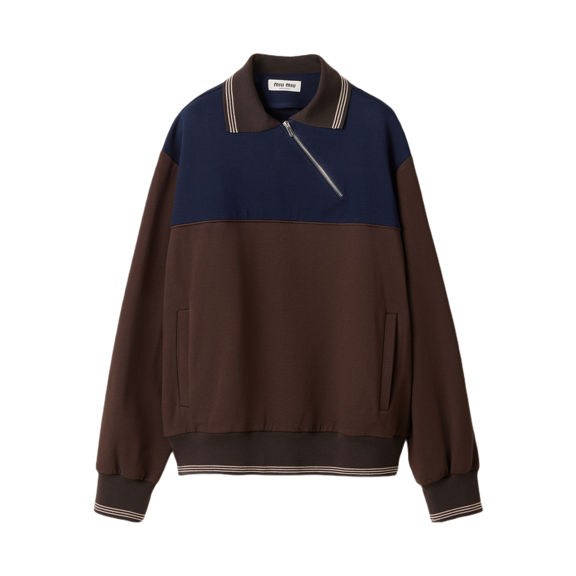 MJLA01-18FX-F0KGN (W) Miu Miu Zipper Sweatshirt Cocoa Brown Blue
