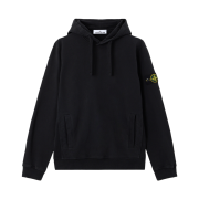 Stone Island 6100029 Brushed Organic Cotton Fleece Regular Fit Hooded Sweatshirt with Pouch Pocket Black - 25FW