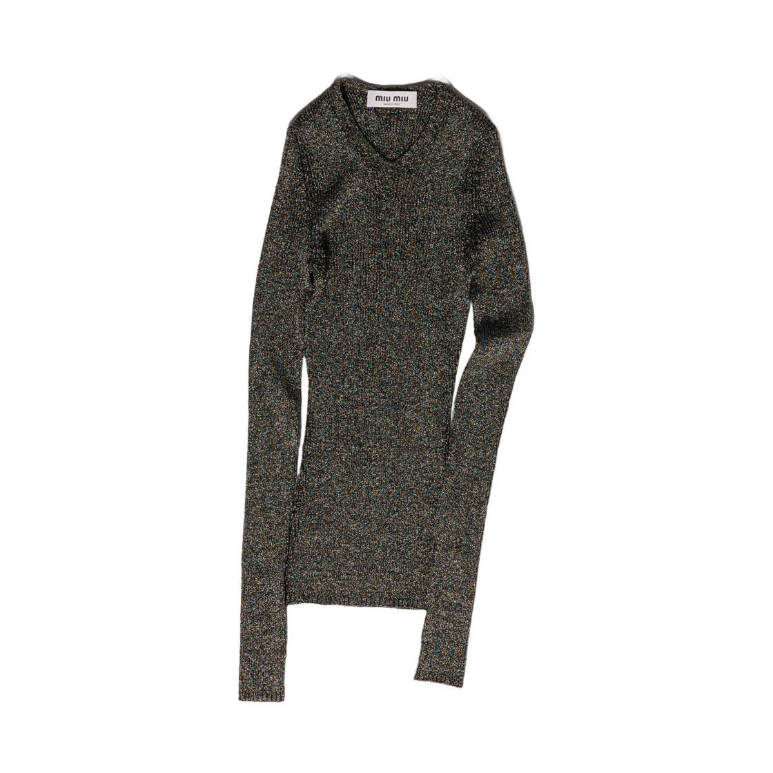 MML00Y-176W-F0CBG (W) Miu Miu Lurex V-Neck Sweater Iris