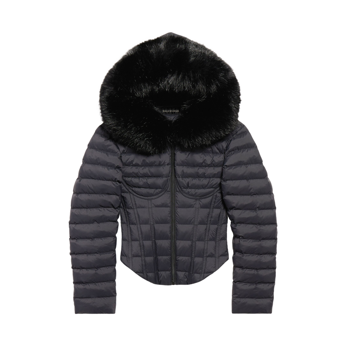 (W) 발렌시아가 후드 코르셋 퍼퍼 블랙((W) Balenciaga Hooded Corseted Puffer In Black) - 1