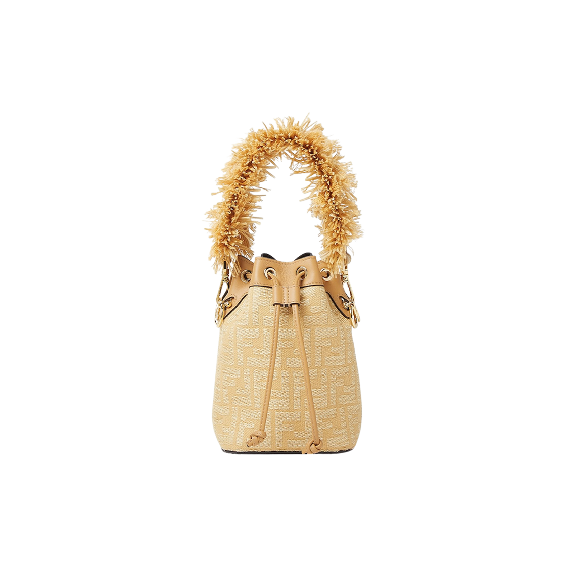 8BS093AV23F17A1 Fendi Mon Tresor Raffia FF Jacquard Mini Bag Beige