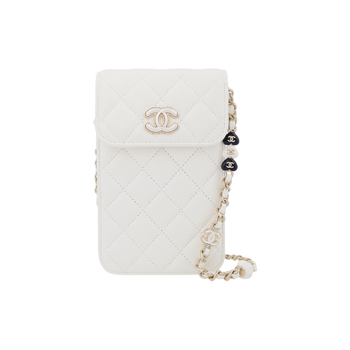 ITLBKQ98FSLD Chanel 23P Phone Holder Bag White Pearly White Gold Lambskin