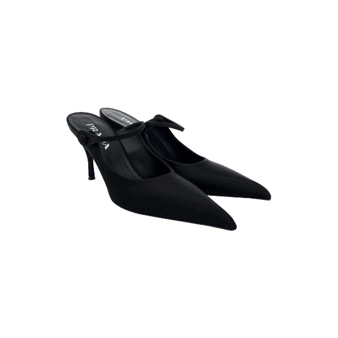 프라다 새틴 하이힐 뮬 38 블랙(Prada Satin High Heel Mule 38 Black)