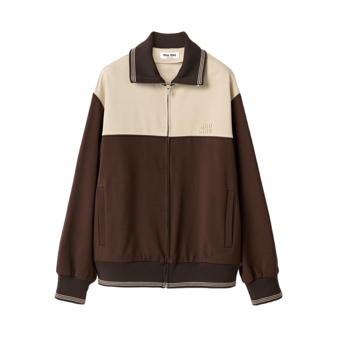 MJLA02-18FX-F049E (W) Miu Miu Zipper Sweatshirt Cocoa Sand