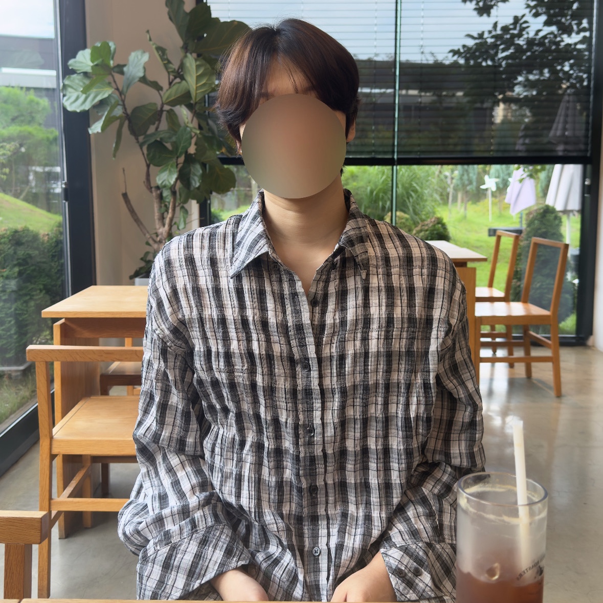 Undermycar Mu.36 Anti Fxxking Logo Play Basic Long Sleeve Check Shirts Blue Black 착용 스타일