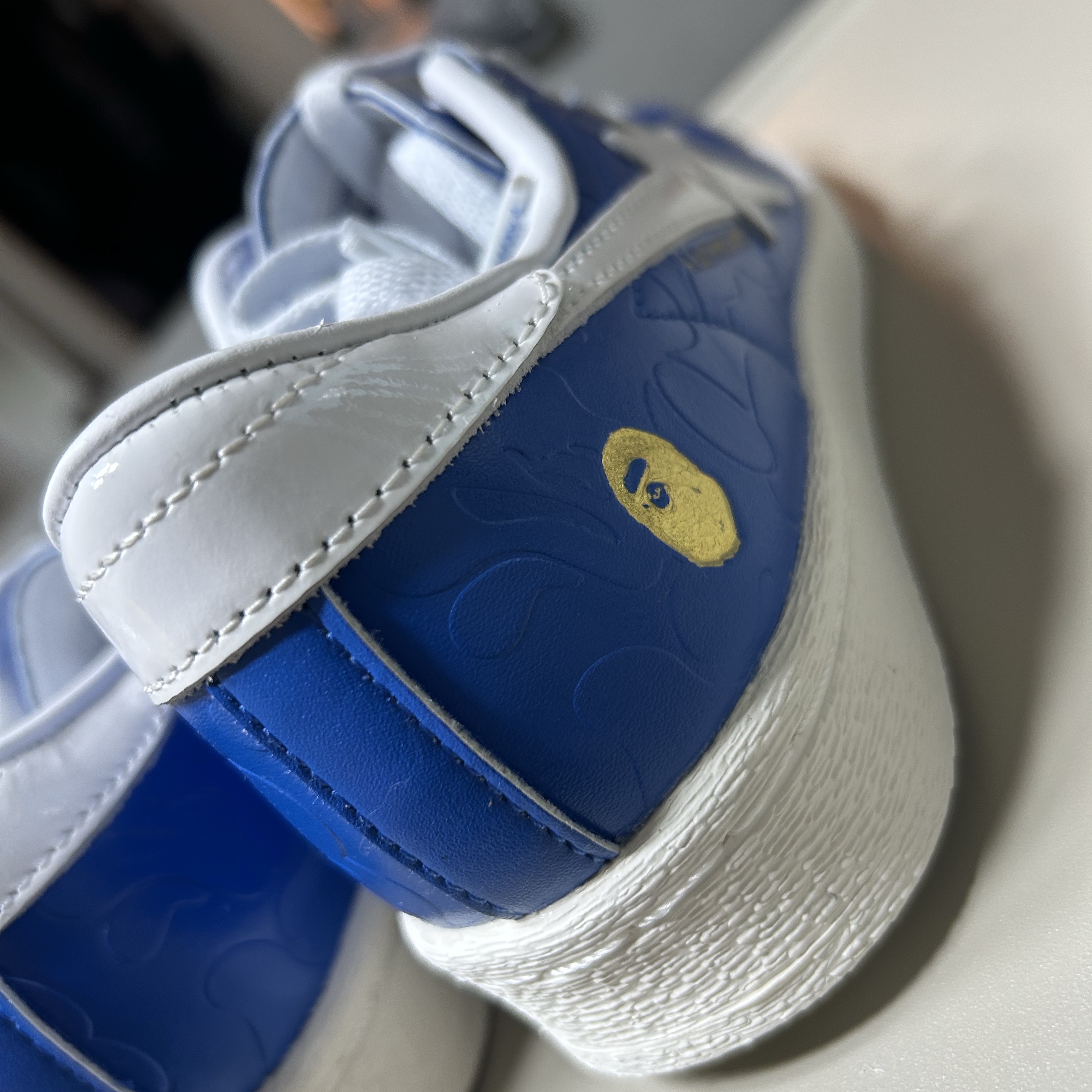 Adidas x BAPE Superstar Vintage Blue Cloud White 착용 스타일
