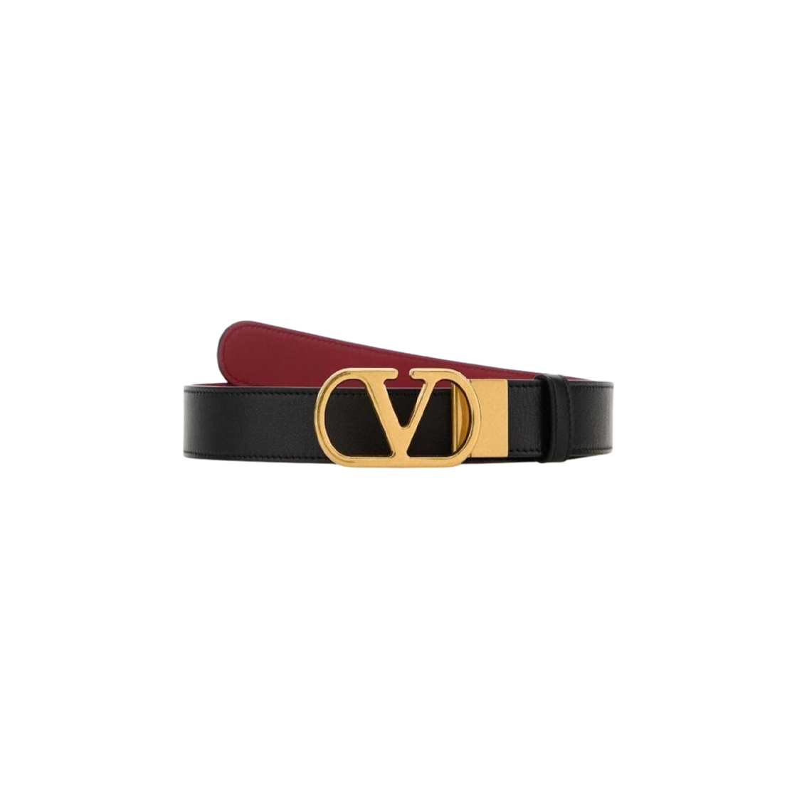 T0SQ3IYR43K (W) Valentino Vlogo Signature Leather Reversible Belt Black Red