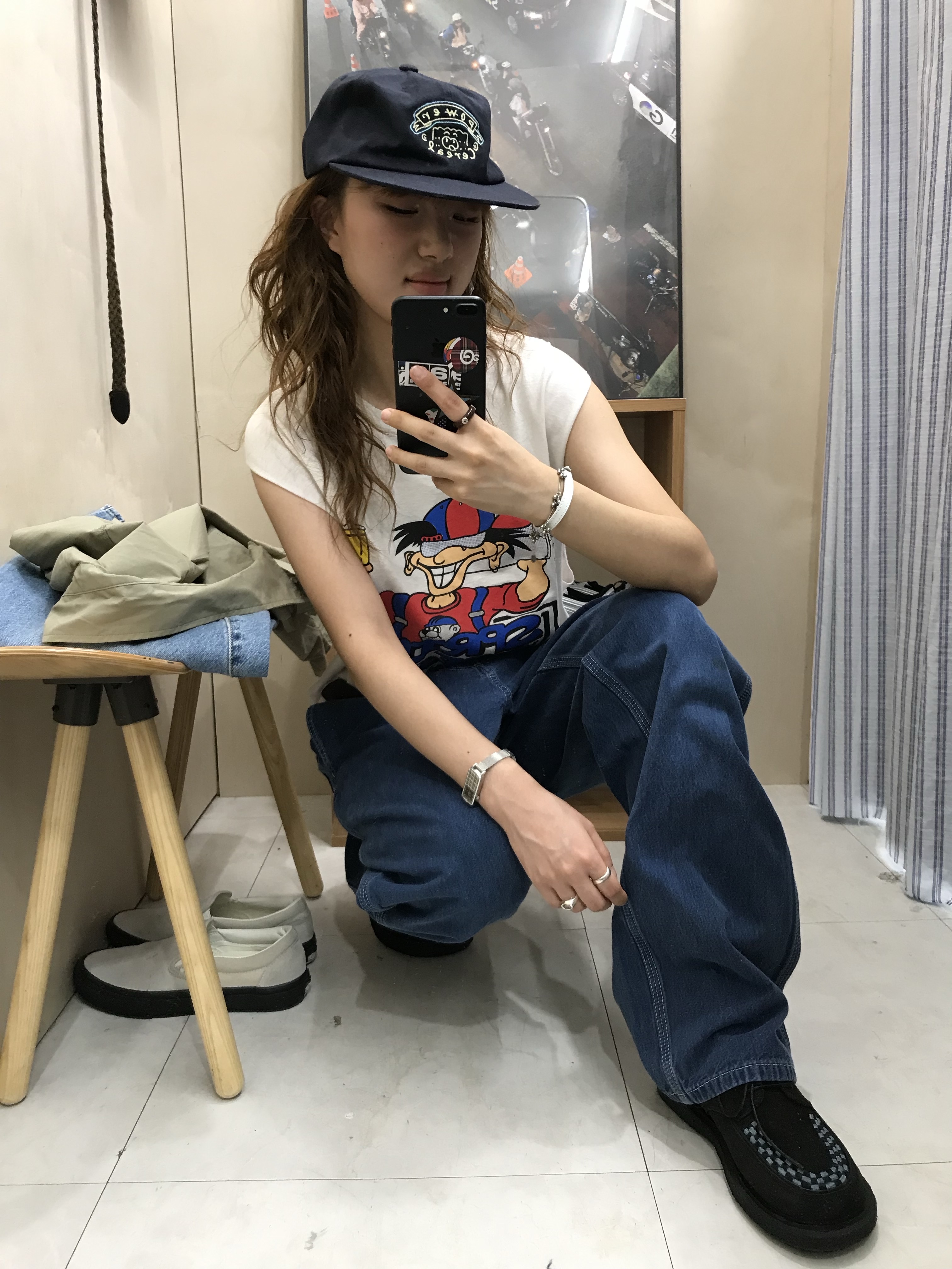 Carhartt WIP Smith Denim Single Knee Pants Blue Stone Washed 착용 스타일 - 1