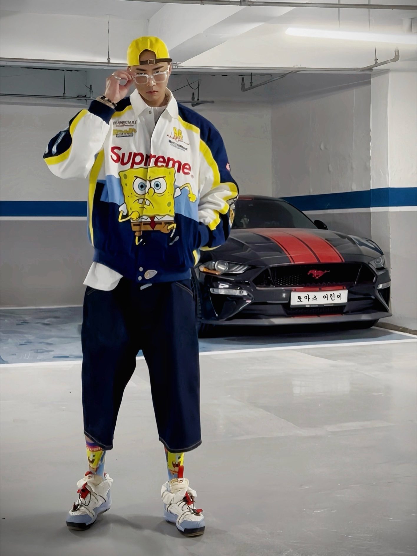 Supreme Washed Chino Twill Camp Cap Yellow - 24FW, Chrome Hearts Vagillionaire II Crystal 착용 스타일