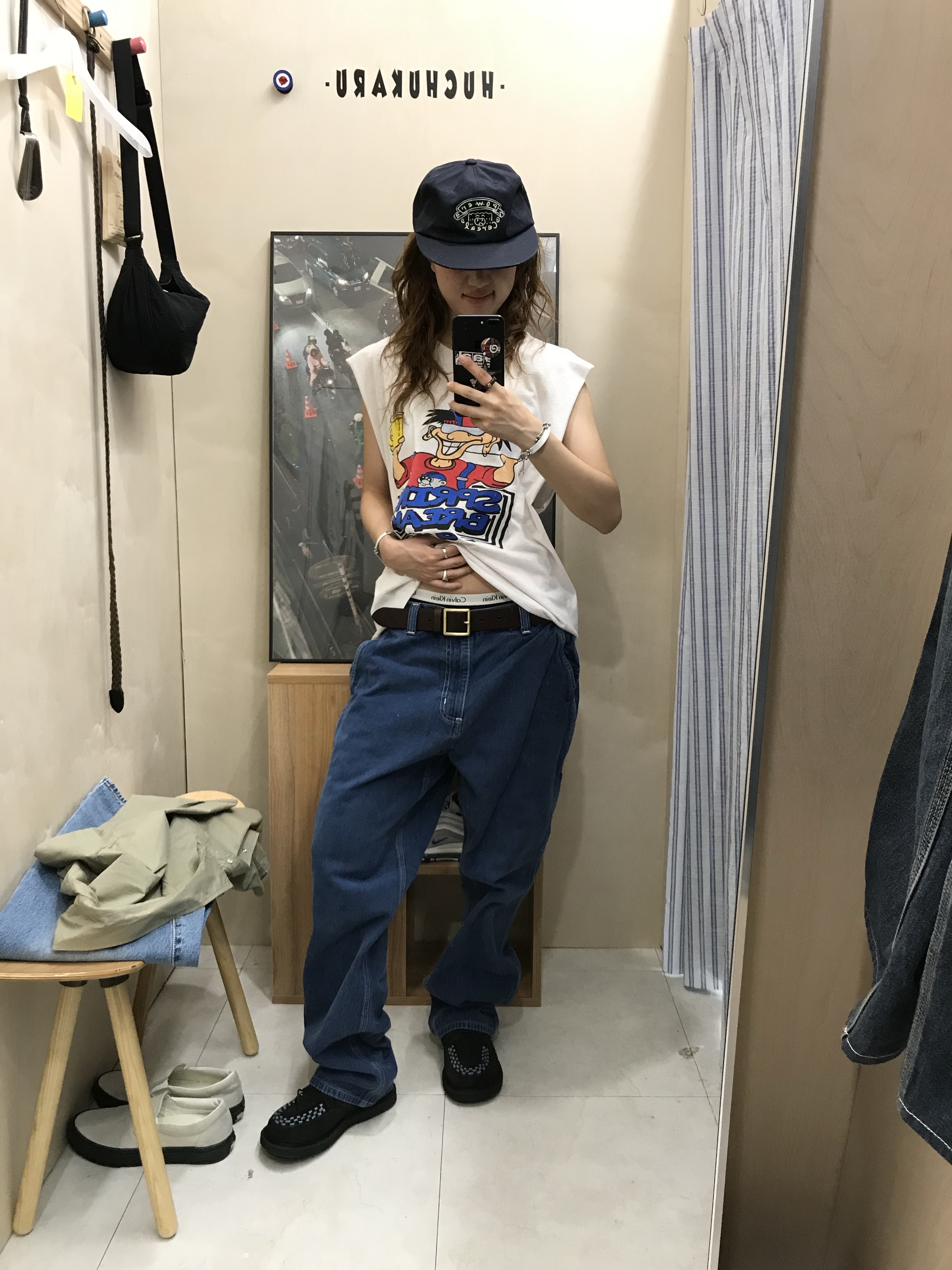 Carhartt WIP Smith Denim Single Knee Pants Blue Stone Washed 착용 스타일 - 2