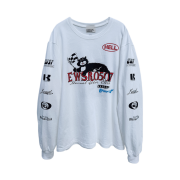 Kasual Manual Racing Cat Long Sleeve White