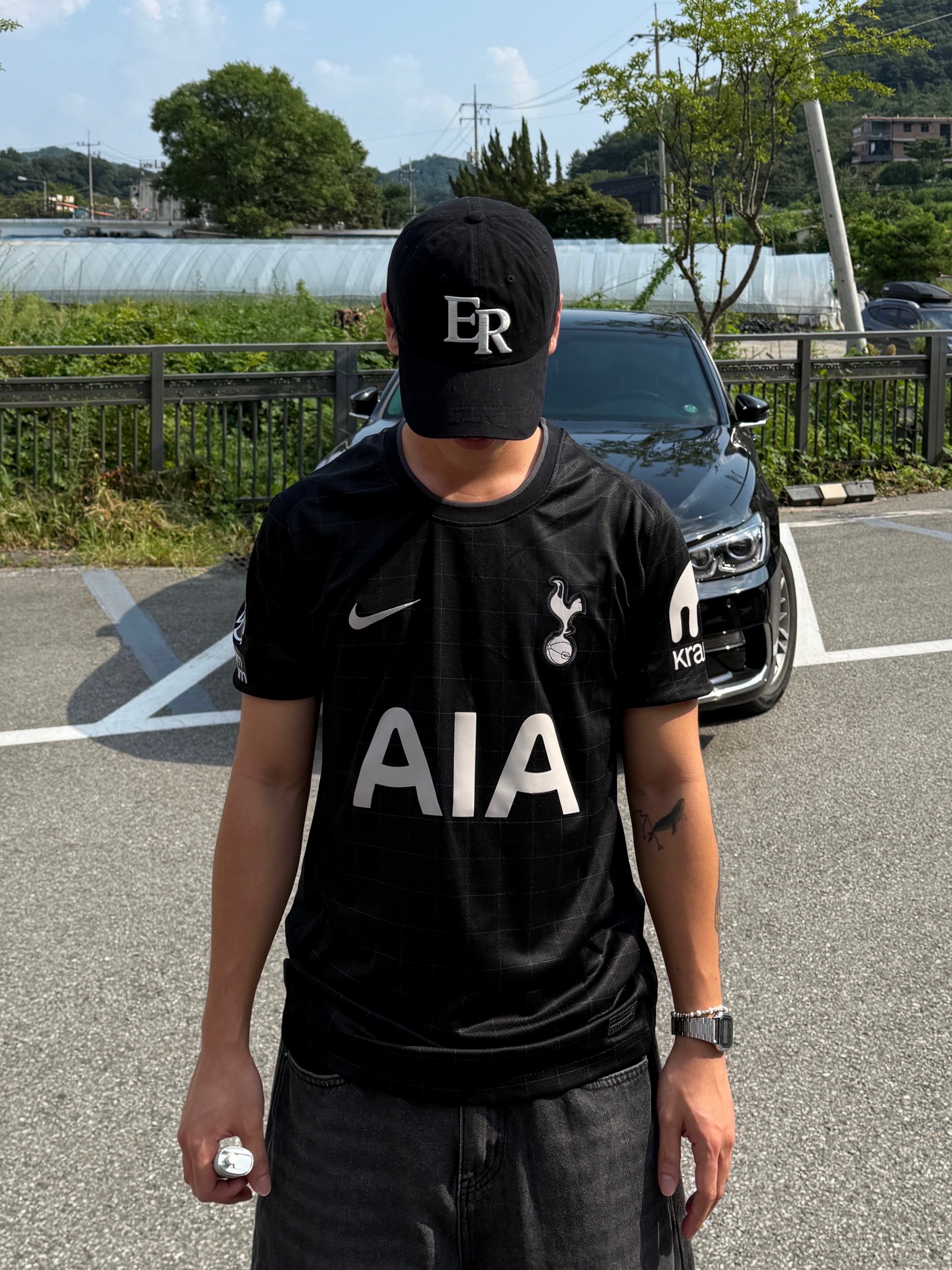 Nike Tottenham Hotspur 2025/26 Stadium Away Dri-Fit Soccer Replica Jersey Black Light Iron Ore (Non Marking Ver.), Casio A-158WA-1 착용 스타일 - 1