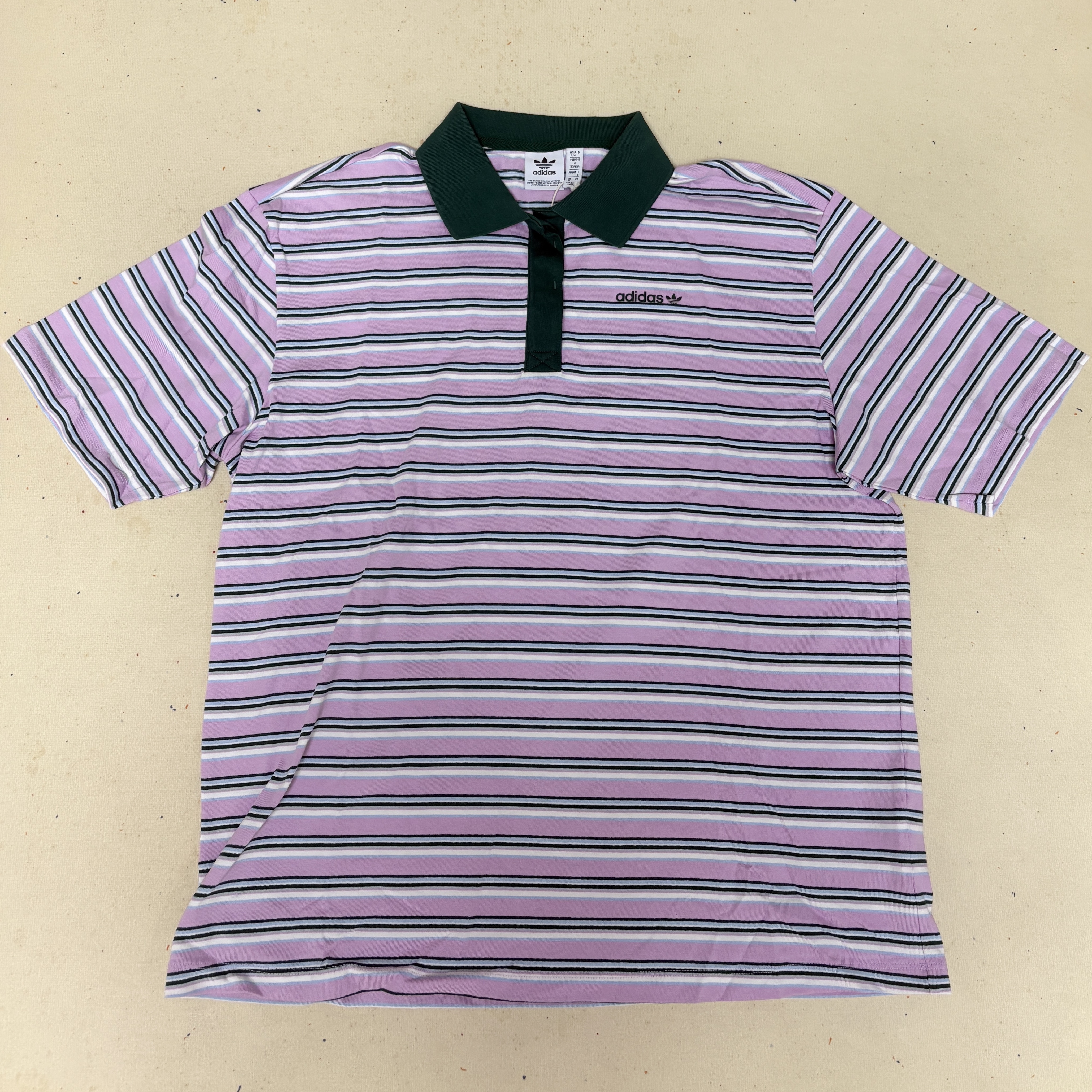 (W) Adidas 80s Oversized Stripe Polo Shirt Multicolor - US Sizing, (W) Adidas 80s Oversized Stripe Polo Shirt Multicolor - KR Sizing 착용 스타일 - 1