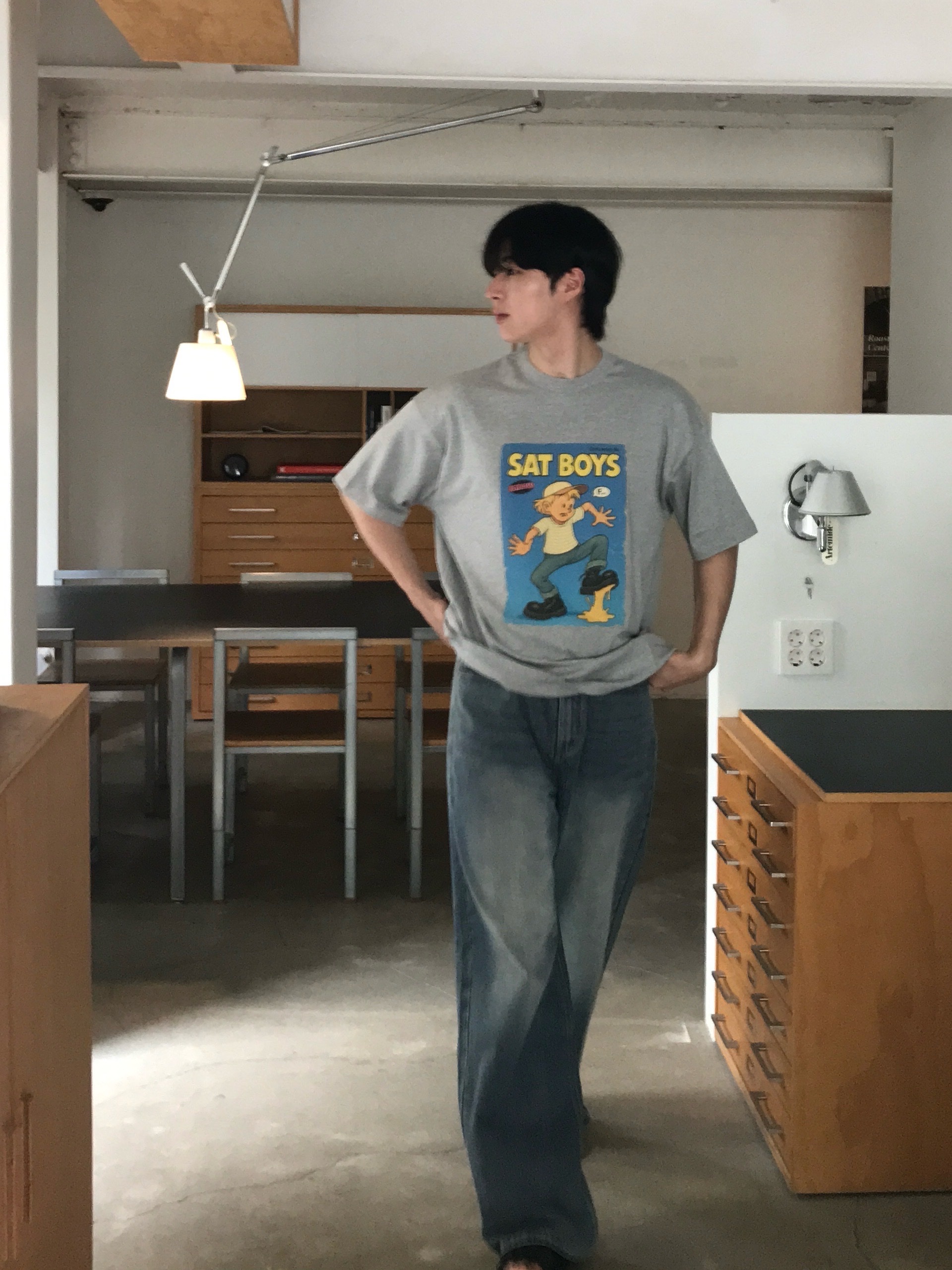 STU Sat Boys T-shirt Grey 착용 스타일 - 6