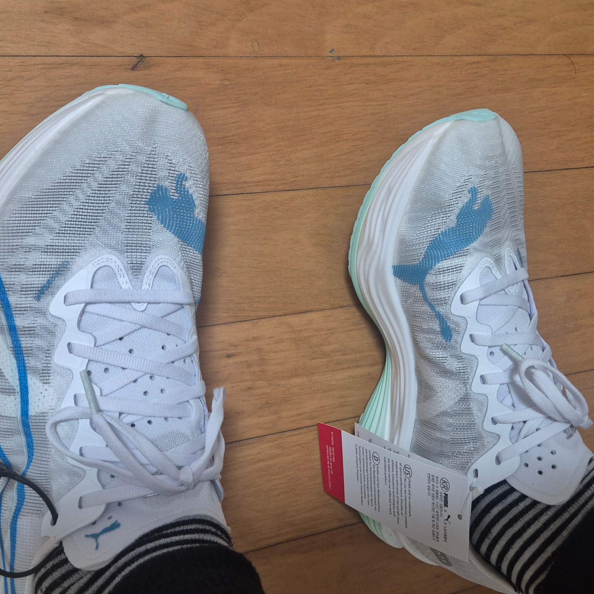 Puma Deviate Nitro Elite 3 White Speed Blue 착용 스타일