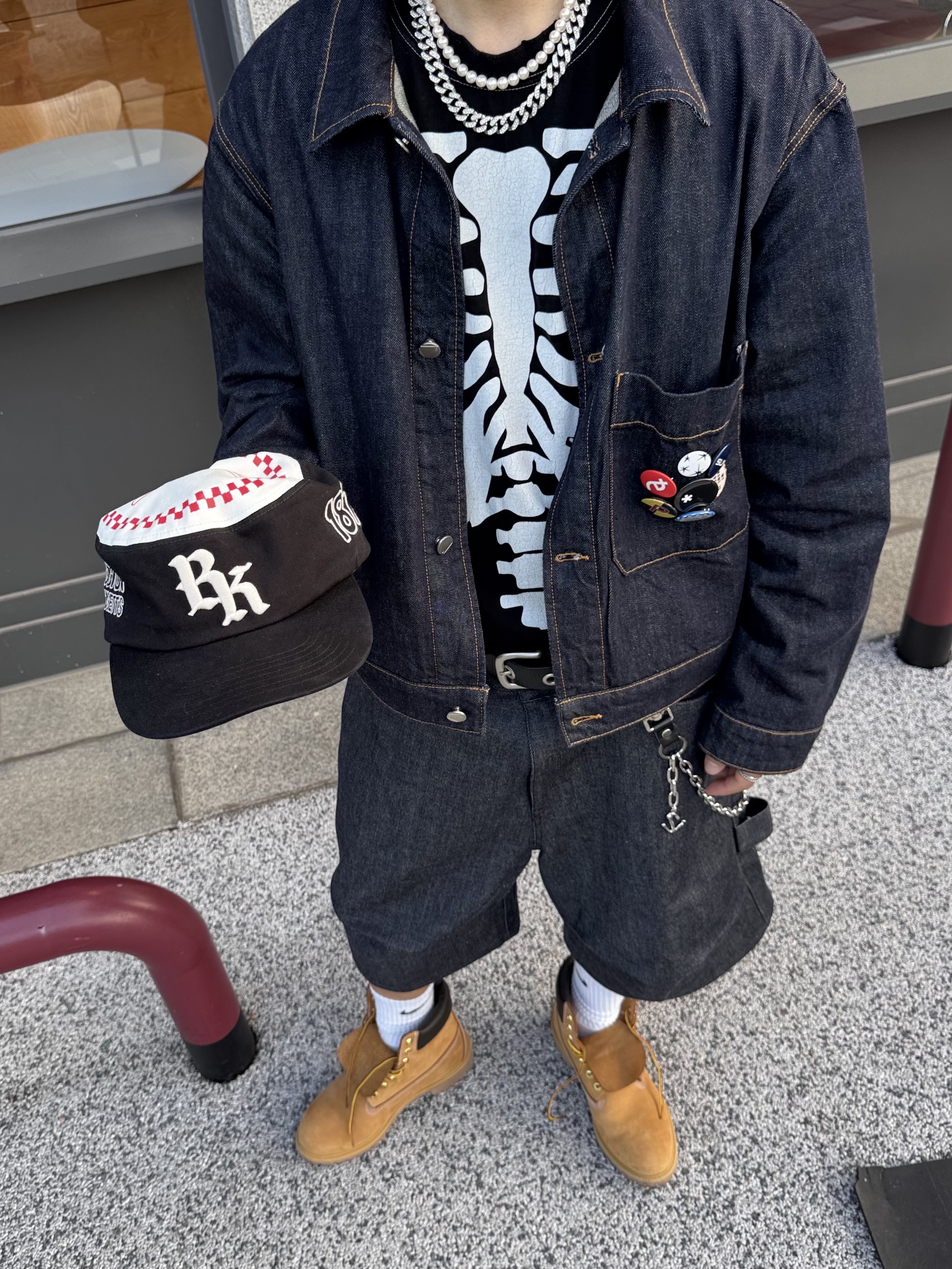 Nonnod Alpine Carpenter Raw Selvedge Denim Shorts Indigo, Timberland Premium 6 inch Waterproof Boot Wheat Nubuck - Wide 착용 스타일 - 4