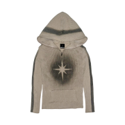 Smokeastar Sprayed Star Knit Hoodie Beige