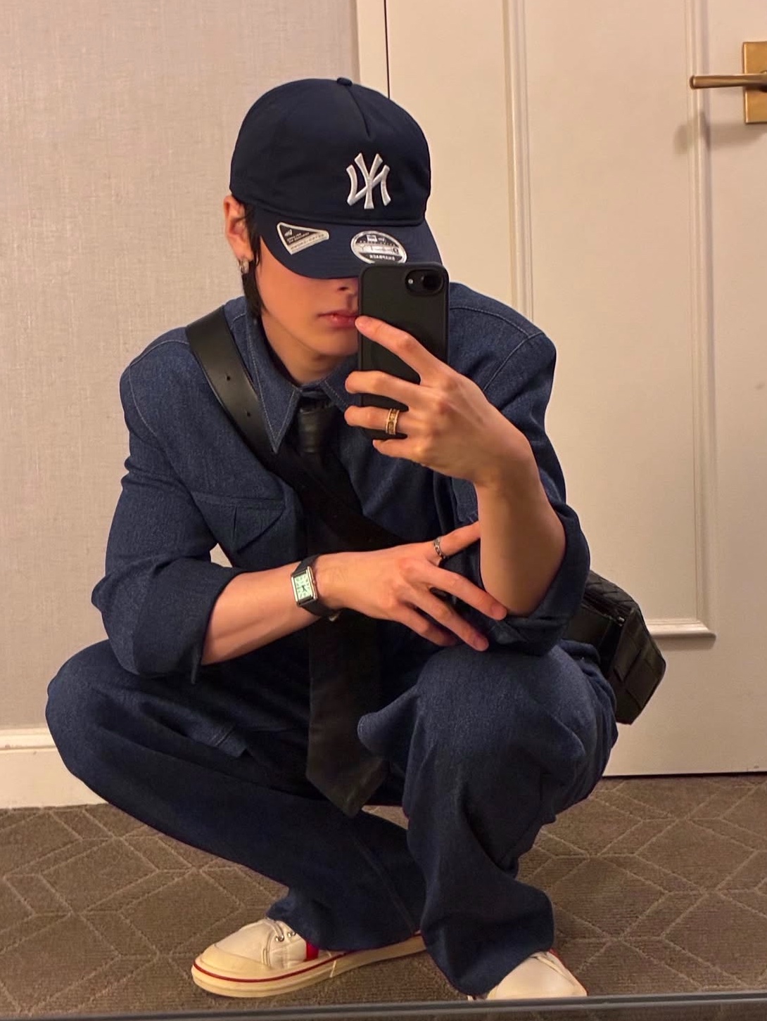 Thisisneverthat x New Era x MLB New York Yankees 9FIFTY Retro Crown Cap Navy 착용 스타일