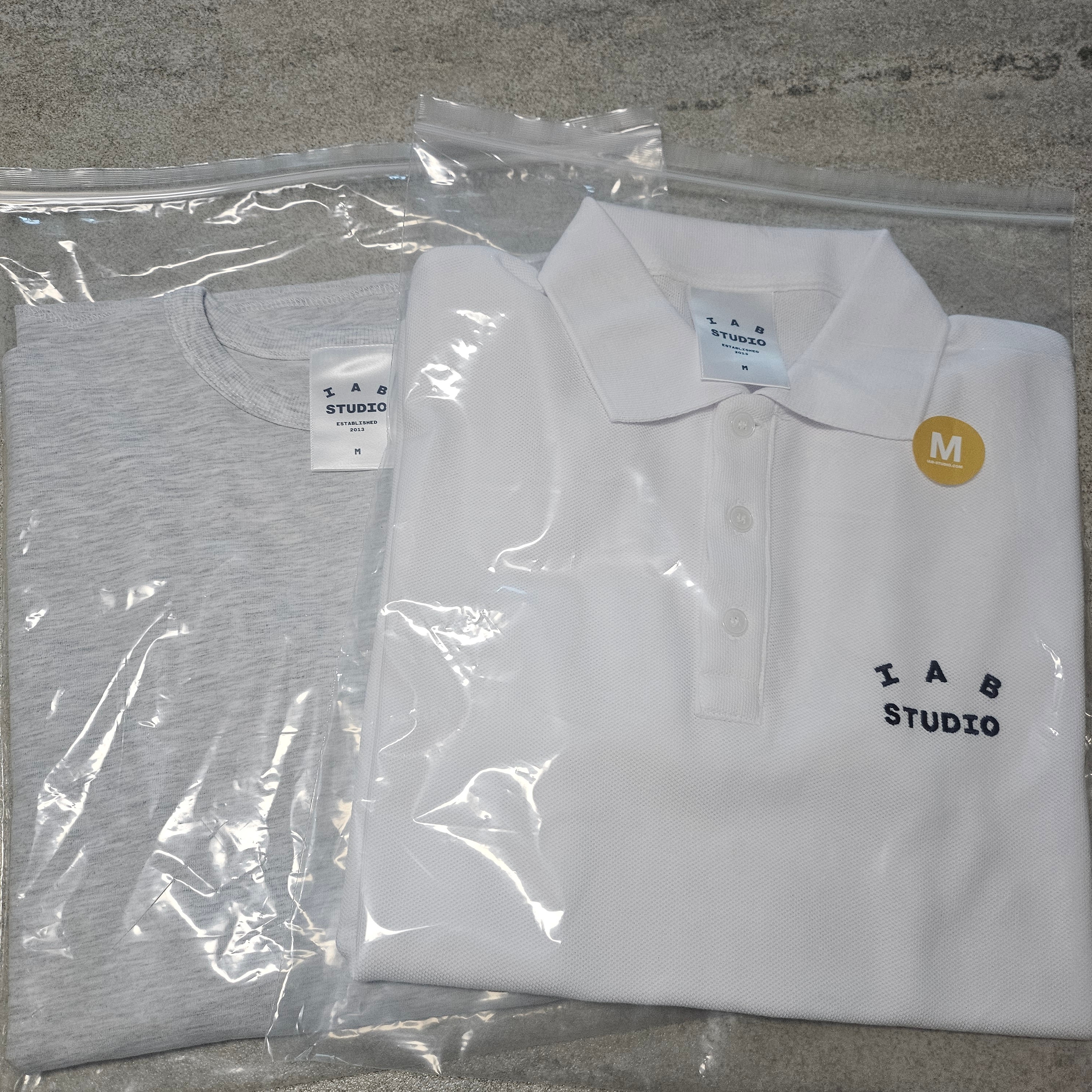 IAB Studio Pique T-Shirt White Navy, IAB Studio Denim Shorts Deep Blue 착용 스타일