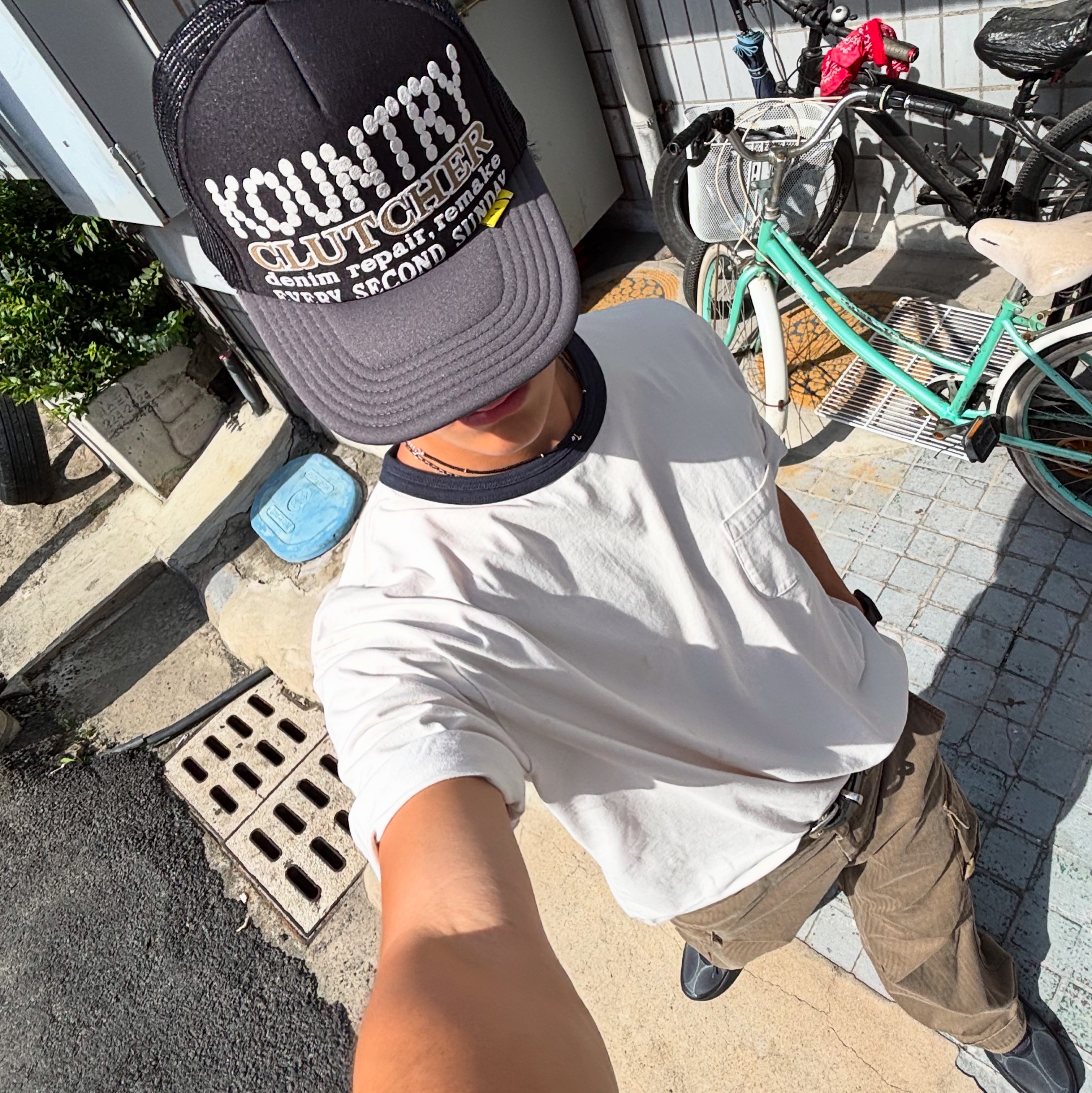 캐피탈 컨트리 펄 크러쳐 트러커 캡 블랙 그레이 | Kapital | KREAM