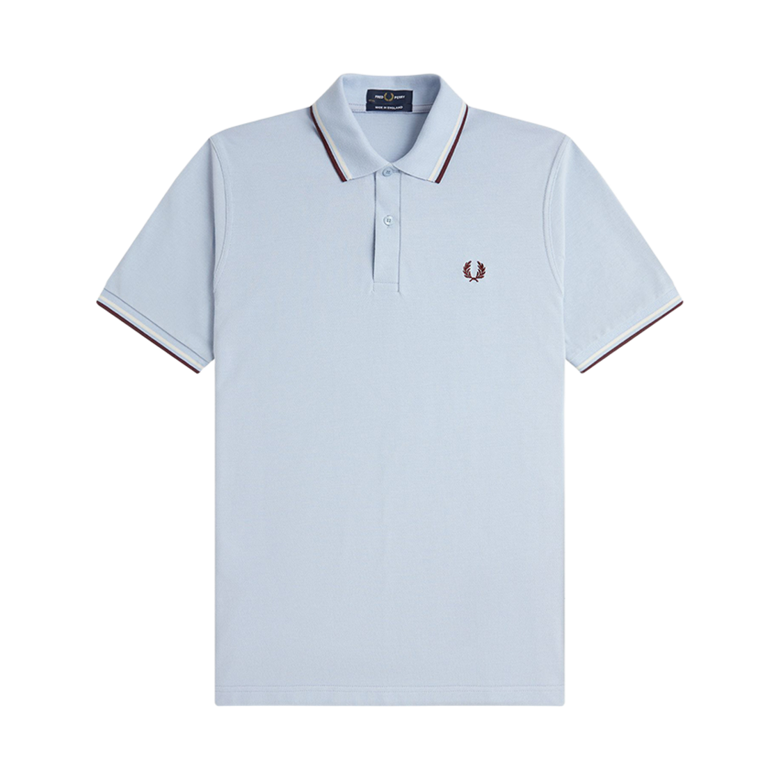 AFPM2510012-Y83 Fred Perry M12 Twin Tipped Fred Perry Shirt Light Smoke/Light Ecru/Oxblood