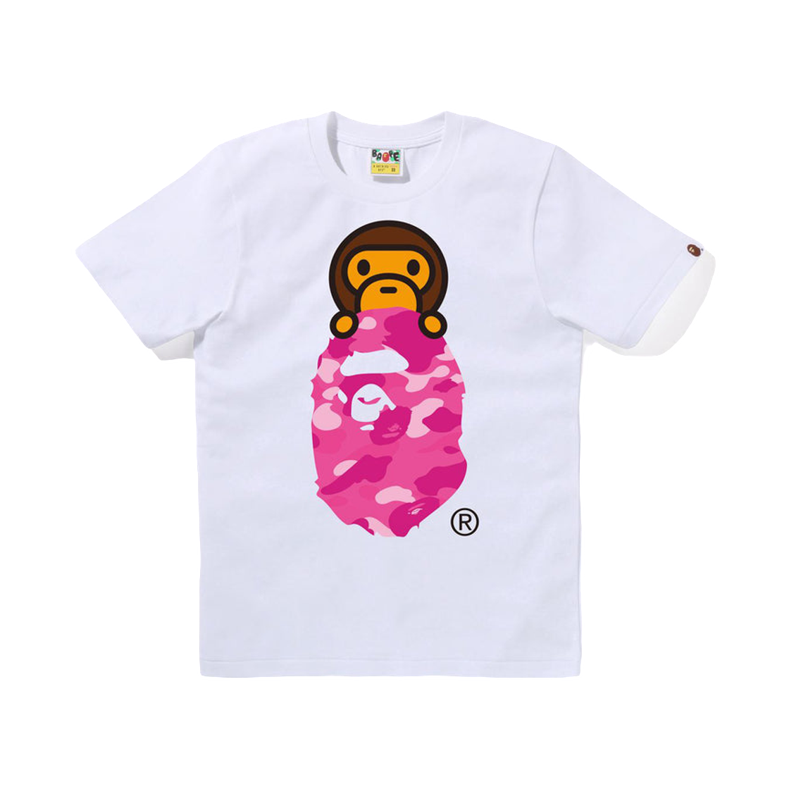 - (W) BAPE Color Camo Milo On Ape Head T-Shirt White Pink