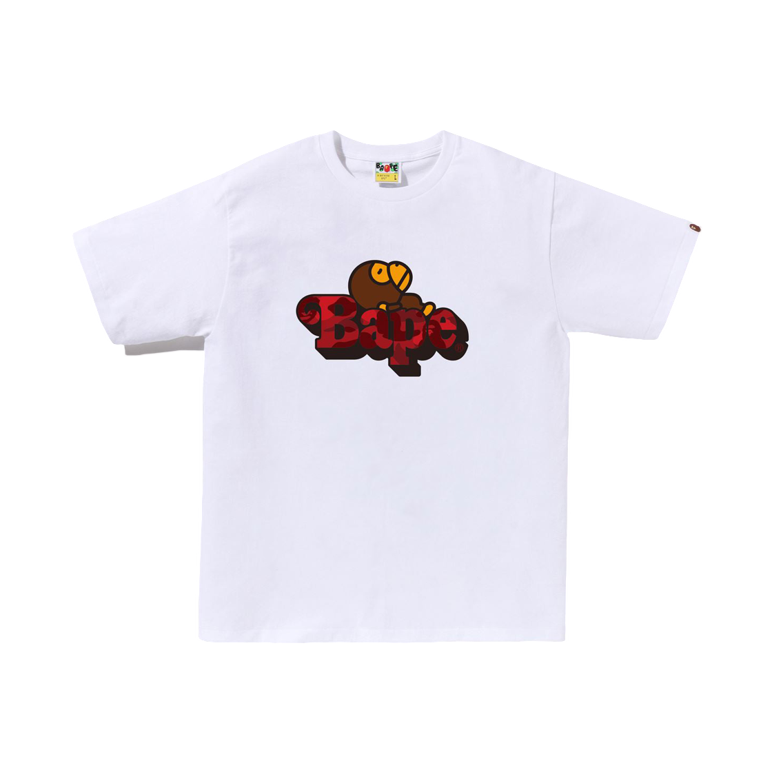 베이프 컬러 카모 마일로 온 베이프 티셔츠 화이트 레드(BAPE Color Camo Milo On Bape T-Shirt White Red) - 1