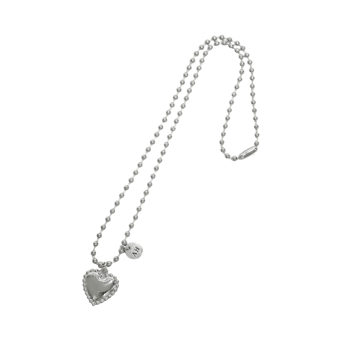 AHNK0003 August Harmony Ball Heart Necklace Silver
