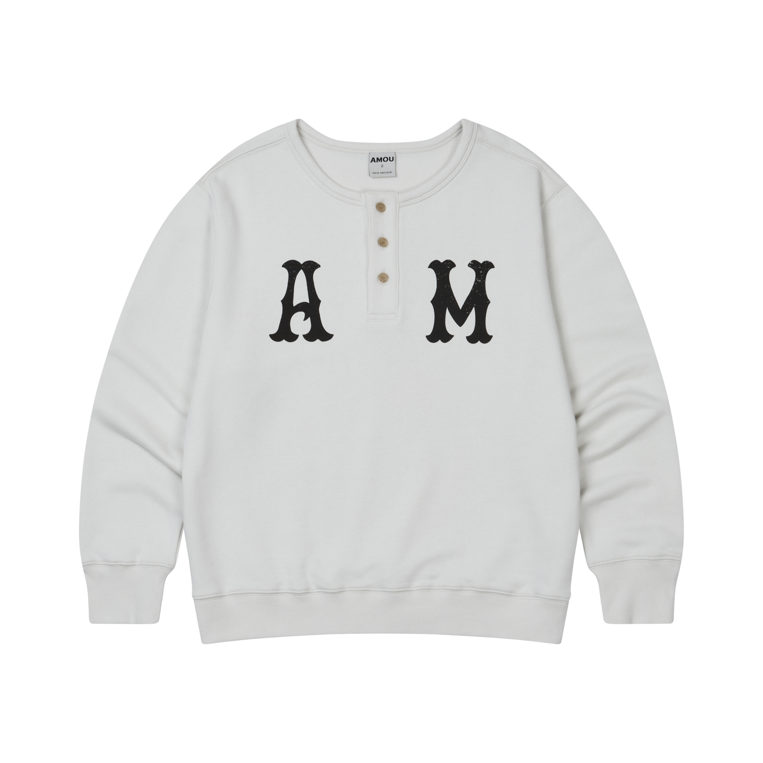 AM25FWMT01GR AMOU A.M Henley Neck Sweat Shirts Gray