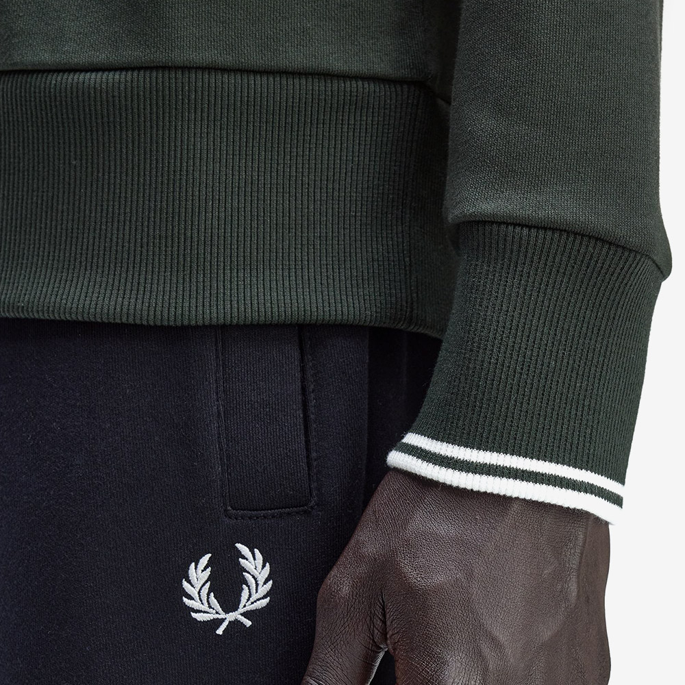 프레드페리 크루넥 스웻셔츠 나이트그린 스노우화이트(Fred Perry Crew Neck Sweatshirt Night Green Snow White) - 5