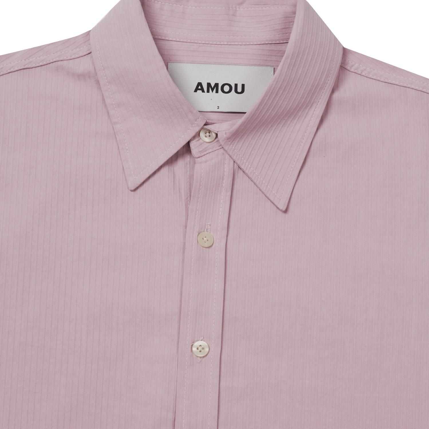 아모우 솔리드 스트라이프 바이오 셔츠 인디고 핑크(AMOU Solid Stripe Bio Shirts Indigo Pink) - 4