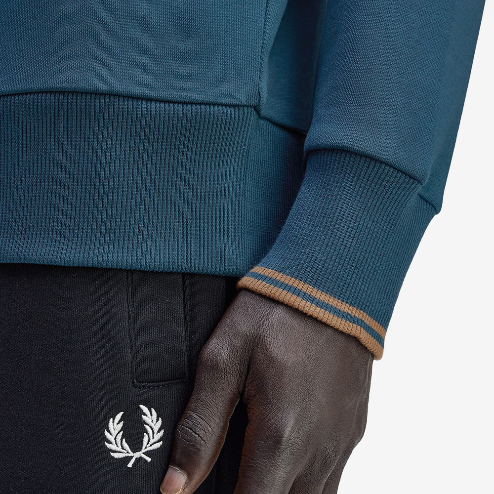 프레드페리 크루넥 스웻셔츠 다크페트롤 쉐이디드 스톤(Fred Perry Crew Neck Sweatshirt Dark PetroLong Sleevehaded Stone) - 4