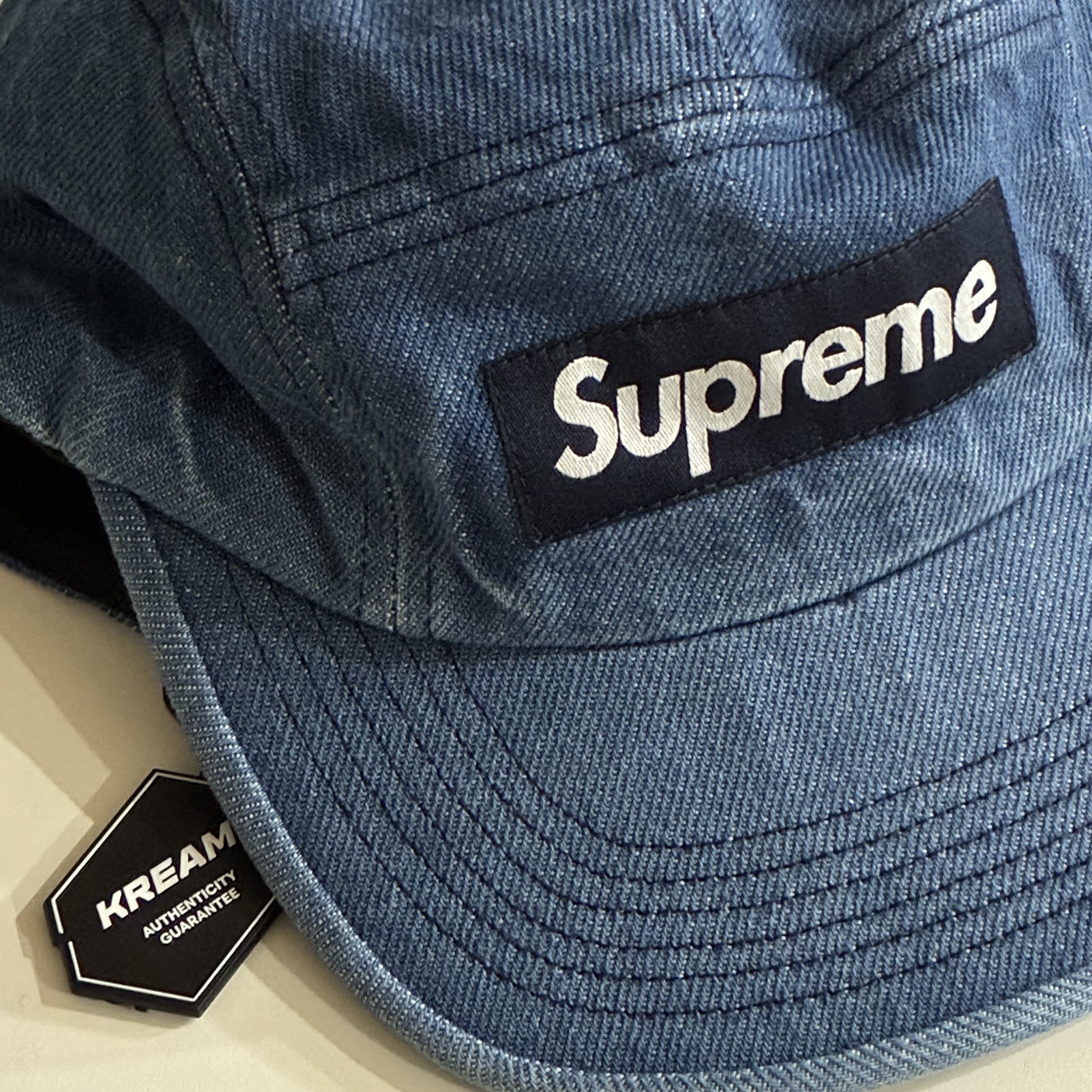 Supreme Washed Chino Twill Camp Cap Denim - 24FW 착용 스타일