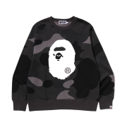 BAPE Mega Color Camo Big Ape Head Crewneck Sweatshirt Black