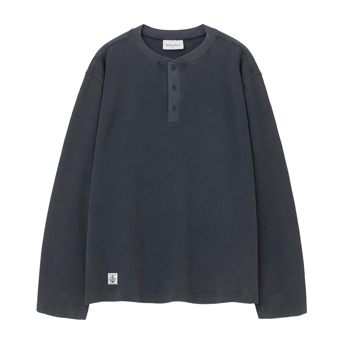 UB2578TS081MBL Uniform Bridge Salt Wash Waffle Henly Neck T-Shirt Navy