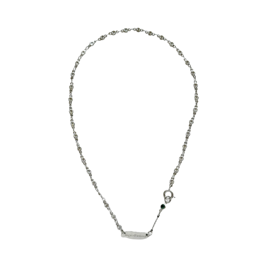 AHNK0004 August Harmony Green Star Necklace Silver