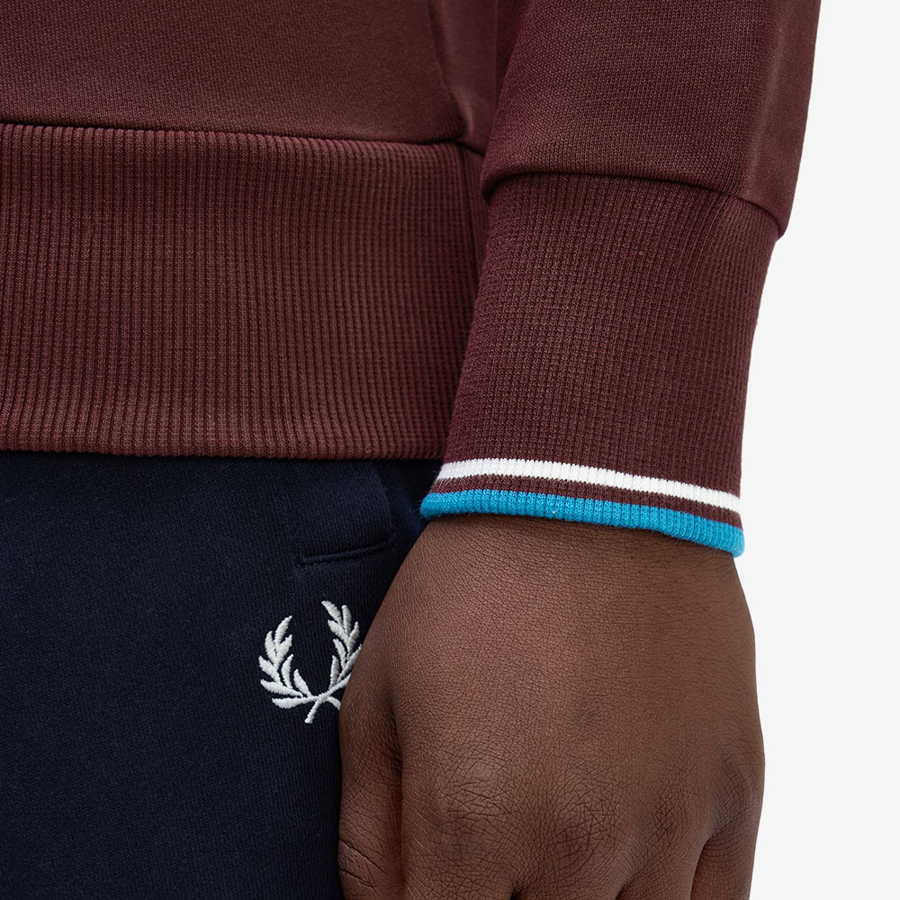 프레드페리 크루넥 스웻셔츠 옥스 블러드 에크루 코트블루(Fred Perry Crew Neck Sweatshirt Oxblood Ecru Court Blue) - 5