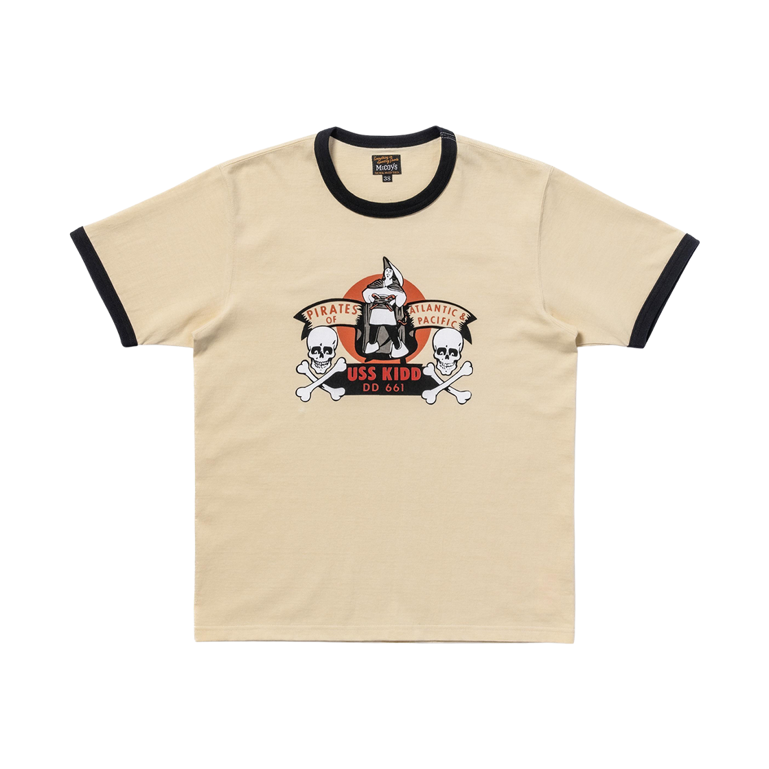 MC25005 The Real McCoy's USS Kidd Military T-Shirt Ecru Black