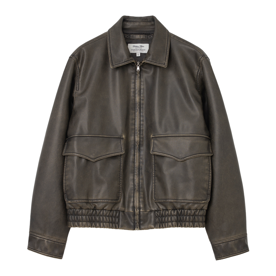 UB2578LE009MBR Uniform Bridge Faux Leather A-2 Jacket Brown