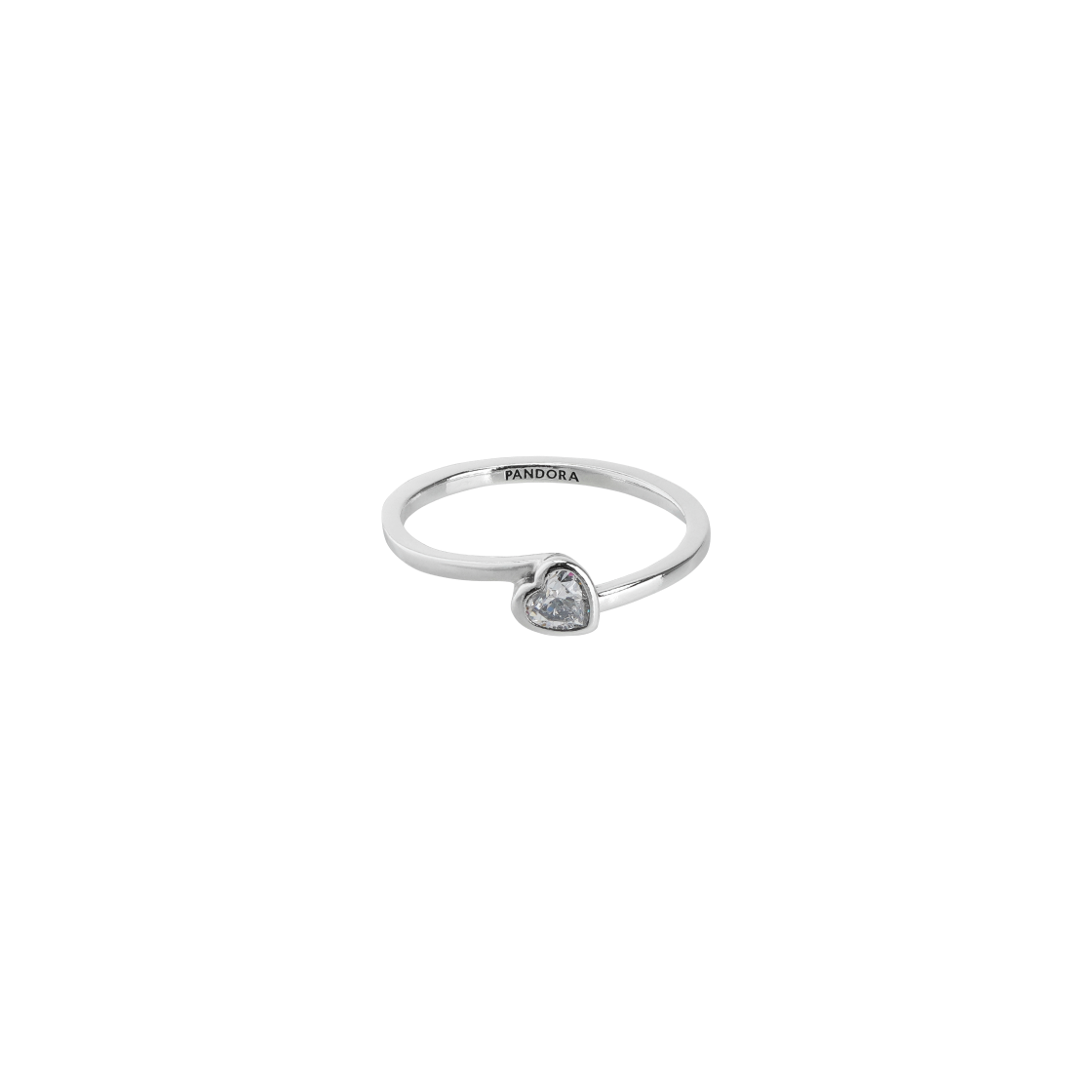 (W) 판도라 틸티드 하트 솔리테어 링 스털링 실버 클리어((W) Pandora Tilted Heart Solitaire Ring Sterling Silver Clear)
