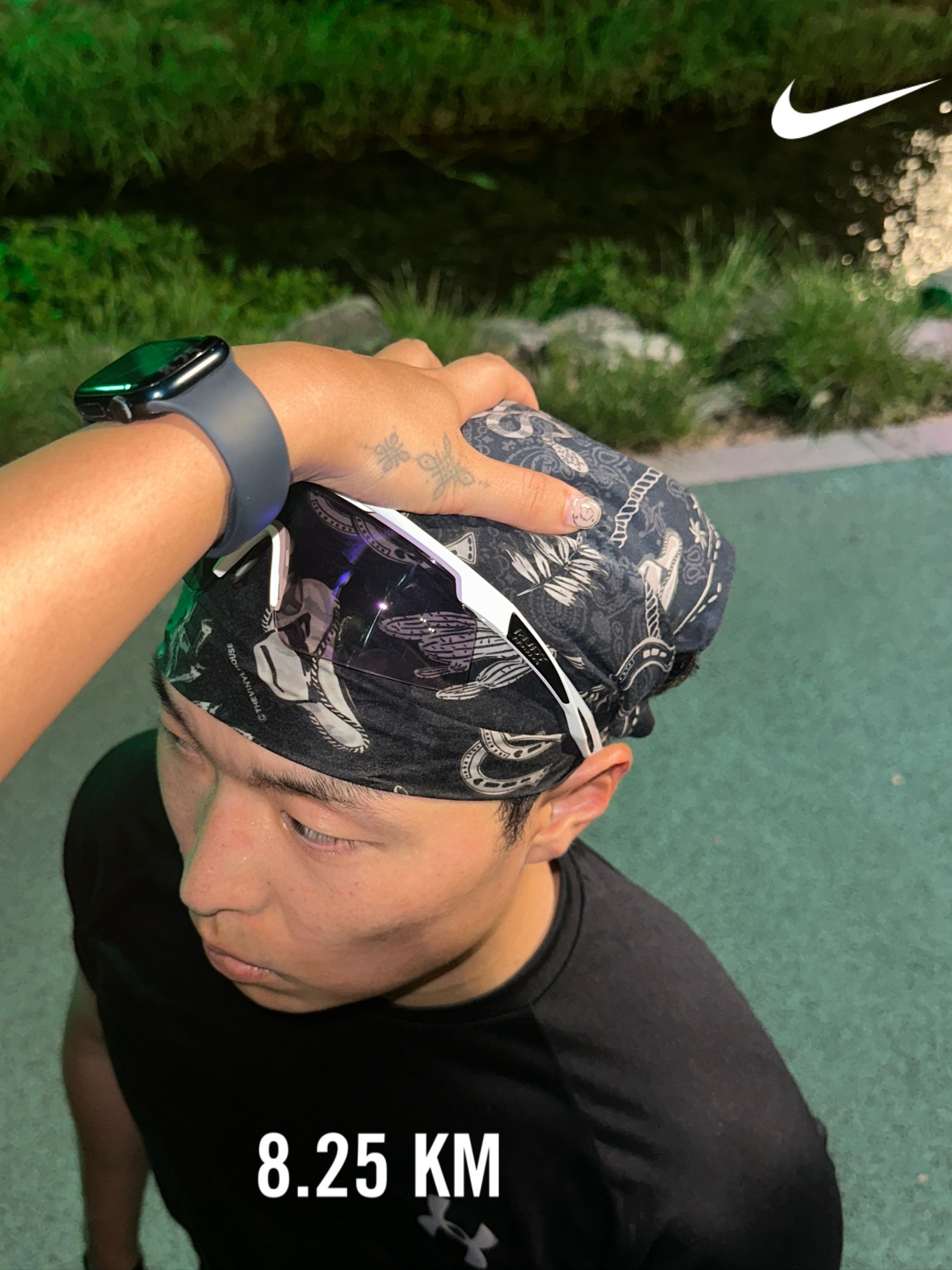 Under Armour Tech 2.0 Short Sleeve Black Graphite, Thevinylhouse Tvh Western Pattern Bandana Navy 착용 스타일 - 2