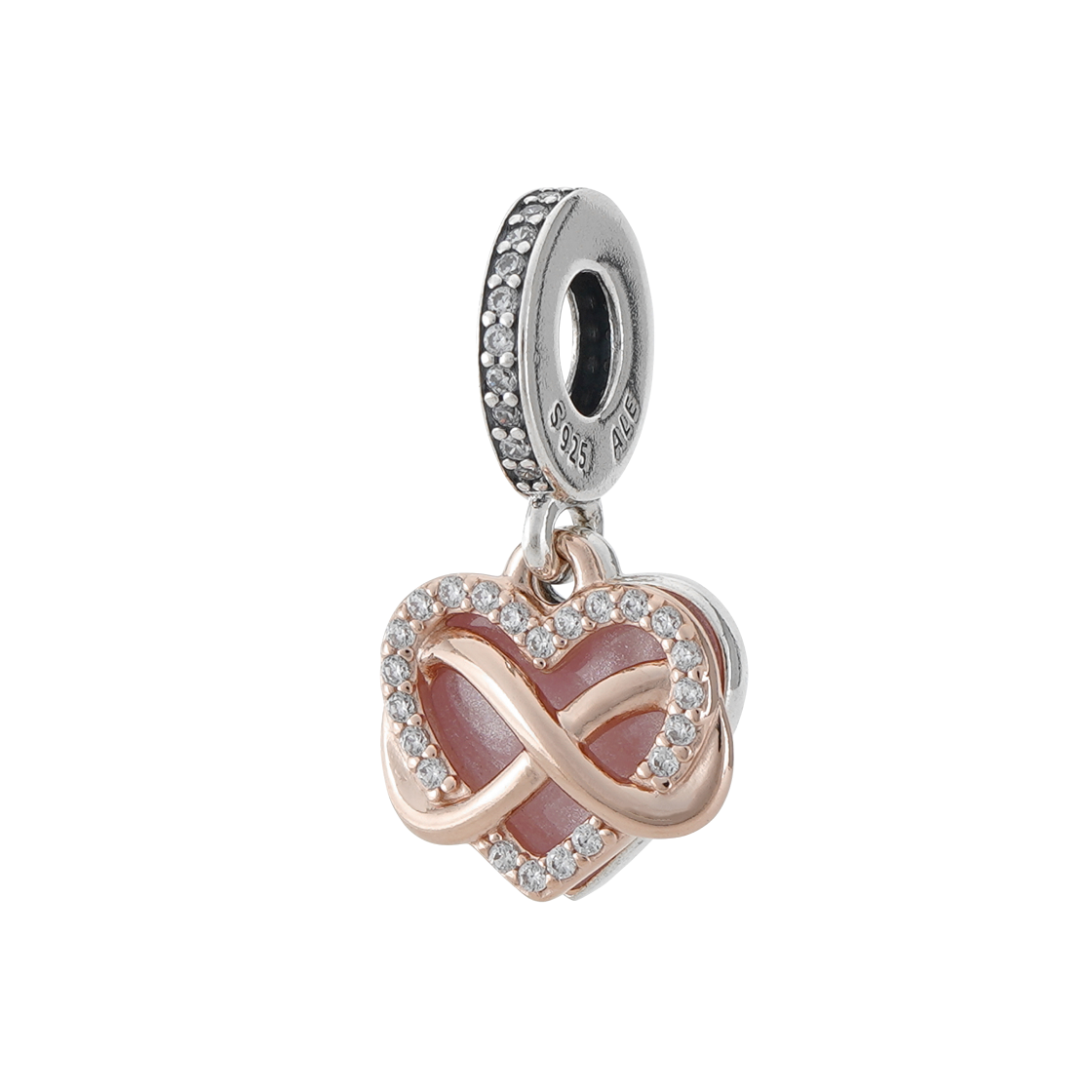 (W) 판도라 스파클링 인피니티 하트 댕글 참 스털링 실버 로즈 골드 플래팅 핑크((W) Pandora Sparkling Infinity Heart Dangle Charm Sterling Silver Rose Gold Plated Pink) - 1