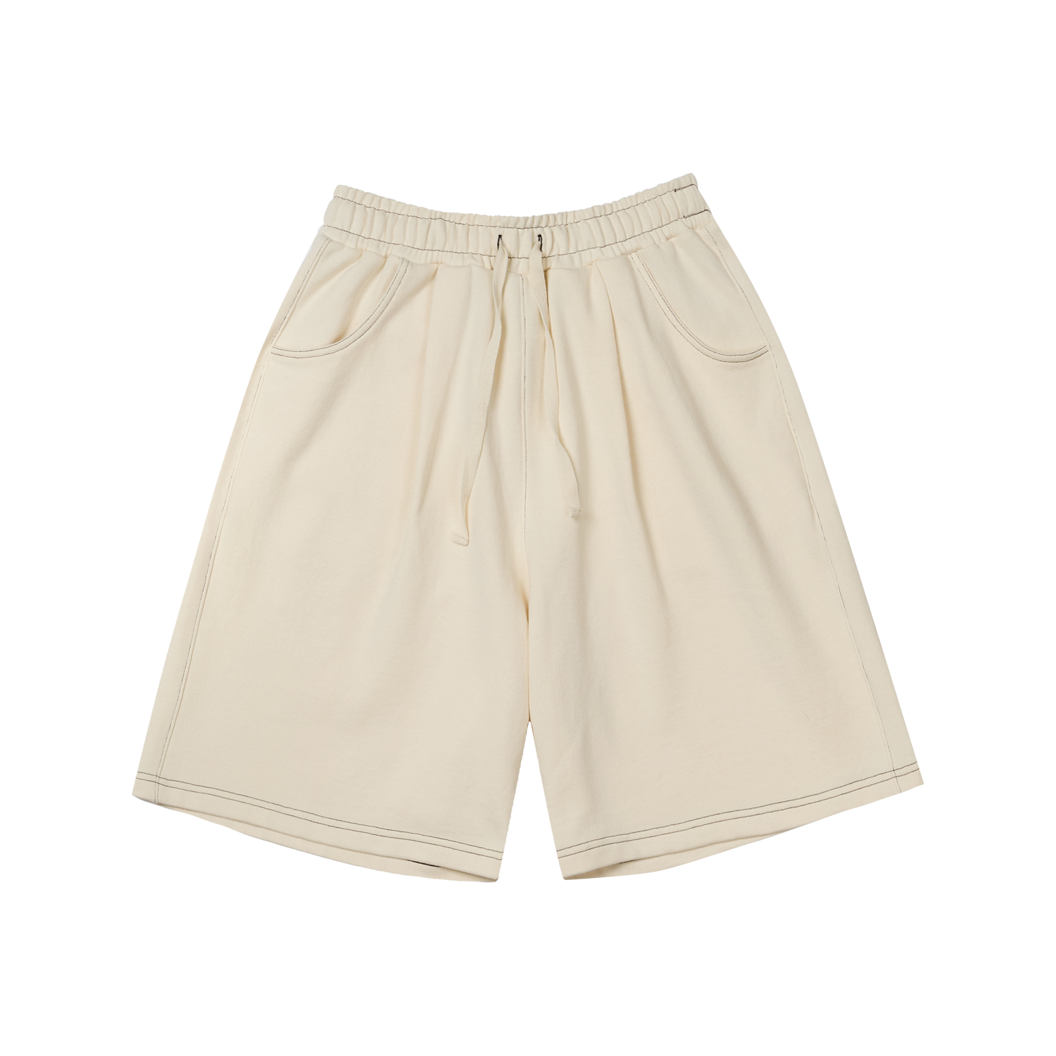 아모우 원턱 스웻 버뮤다 팬츠 크림베이지(AMOU One tuck sweat bemudapants Cream Beige)