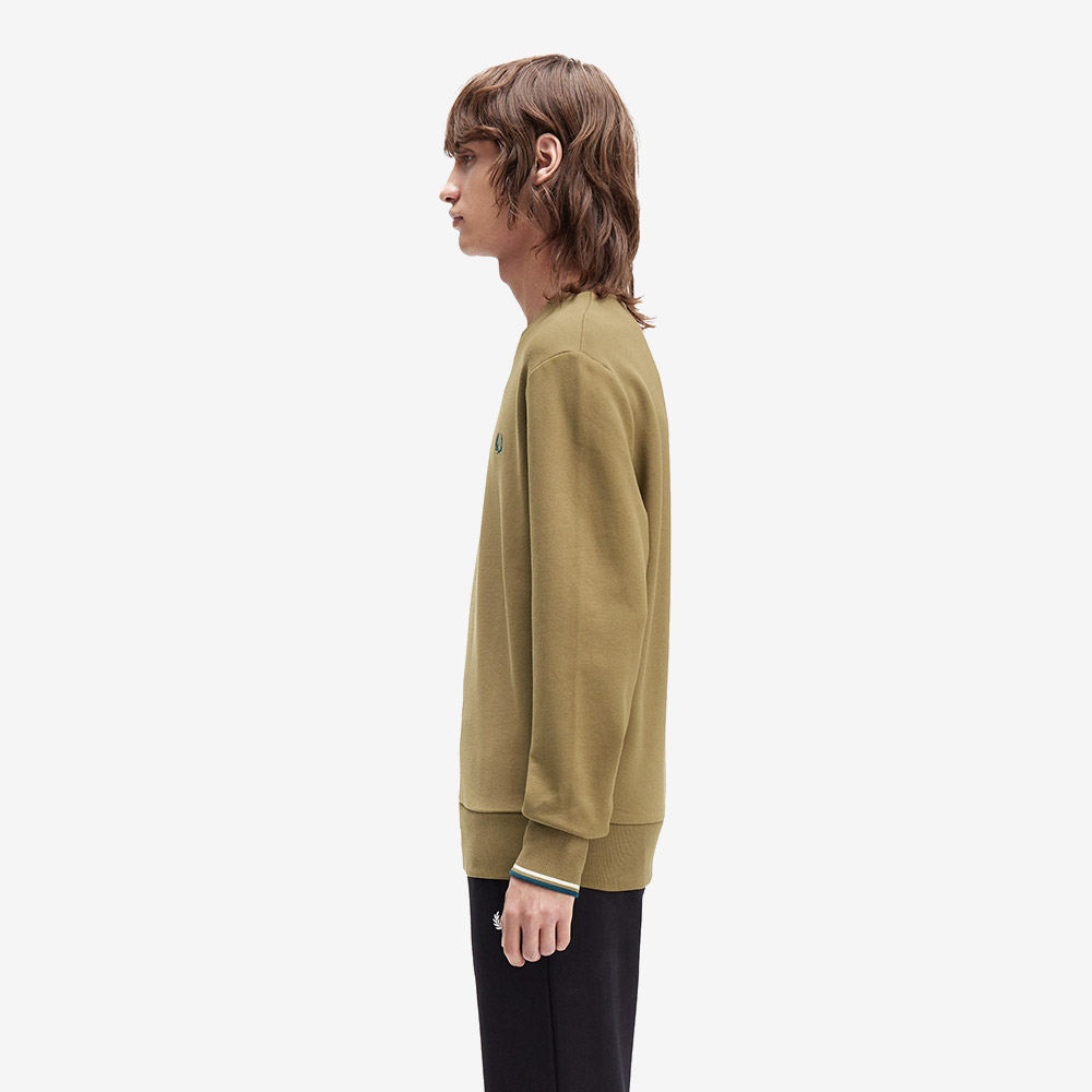 프레드페리 크루넥 스웻셔츠 쉐이디드스톤 에크루 다크페트롤(Fred Perry Crew Neck Sweatshirt ShadedStone Ecru Dark Petrol) - 3