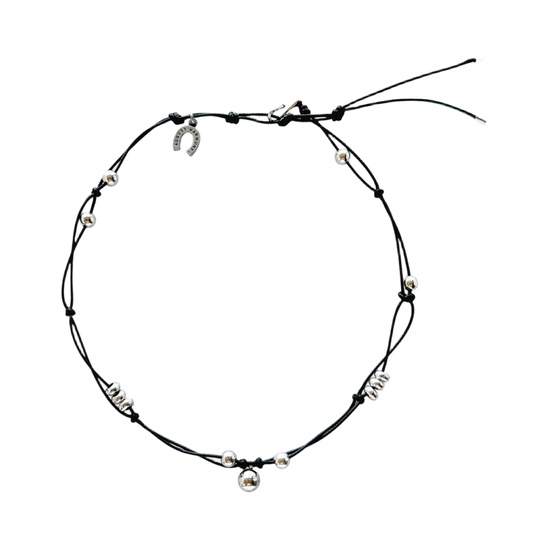 AHNK0031 August Harmony Cowgirl String Knot Necklace Black