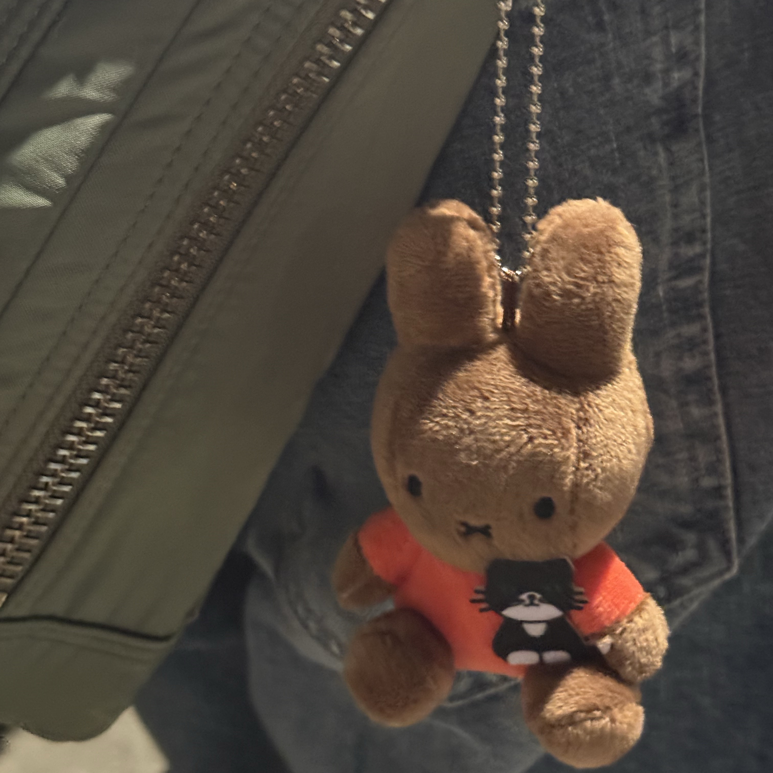 Many a Little Miffy In A Cat Mini Key Ring Brown, Porter All New Tanker 2Way Document Bag Sage Green 착용 스타일 - 1