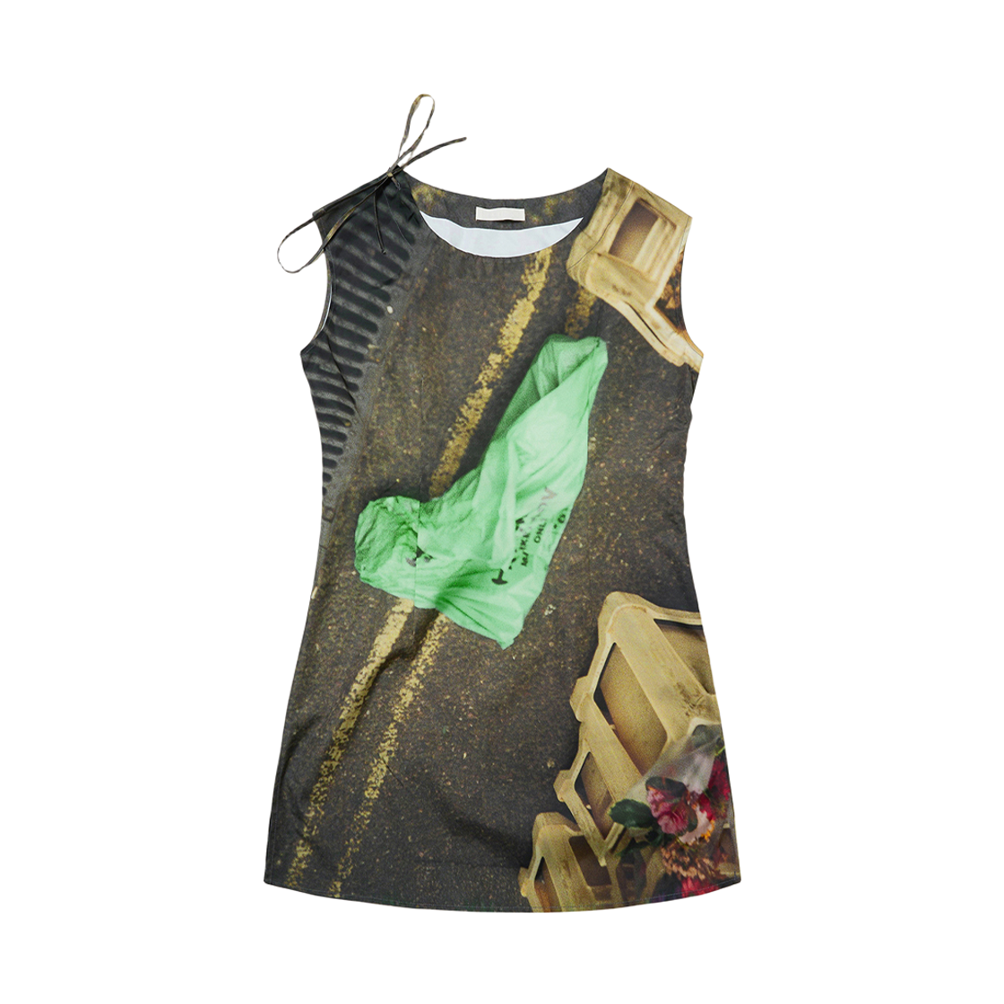 S25FW1001RD SEEN Photo Frame Shirring Neck Dress Road