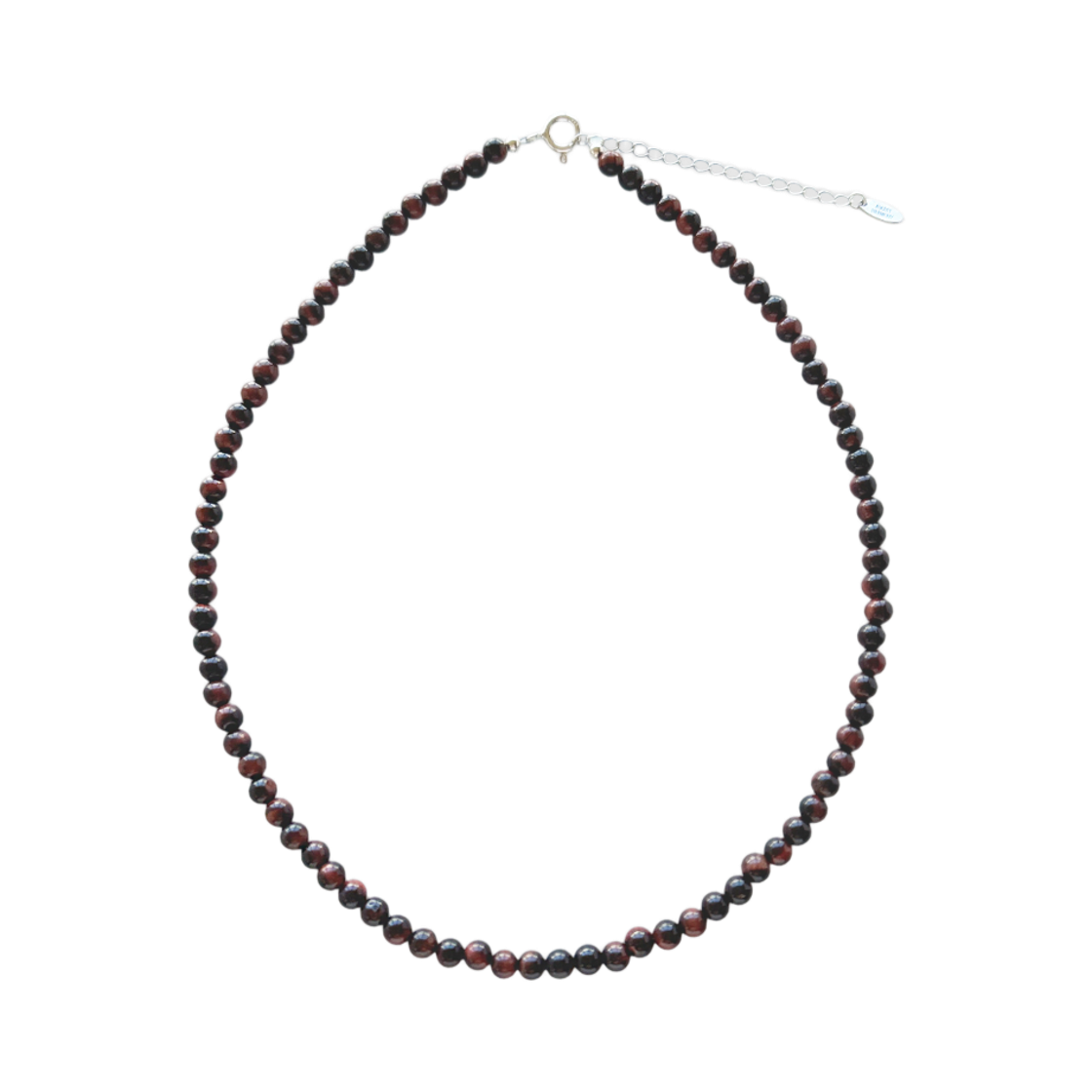 AHNK0027 August Harmony 925silver Tiny Tiger Eye Necklace Red Tiger