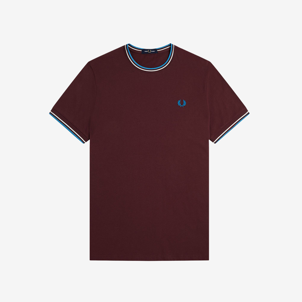 프레드페리 트윈 팁 티셔츠 옥스 블러드 에크루 코트블루(Fred Perry Twin Tipped T-Shirt Oxblood Ecru Court Blue) - 5