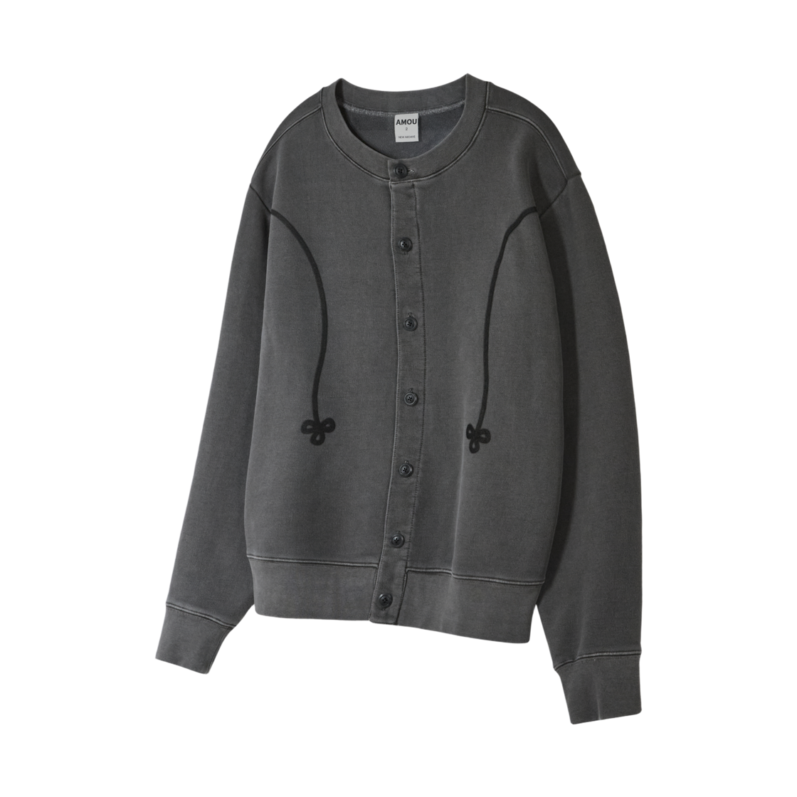 아모우 피그먼트 스웻 가디건 챠콜 그레이(AMOU Pigment Sweat Cardigan Charcoal Gray) - 2